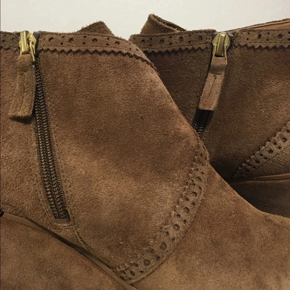 Suede Wedge Ankle Boots Booties Womens Size 11 Renaissance Ren Faire Buckle